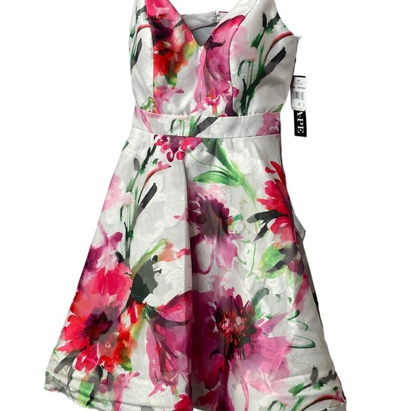 New Xscape Nordstrom Dress Size 0 white pink floral fit&flare open back - Picture 7 of 16
